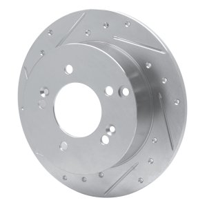 Kia Rondo Brake Rotor (1) - Rear Left - R1 Concepts - Drilled & Slotted - Silver - `07-`12